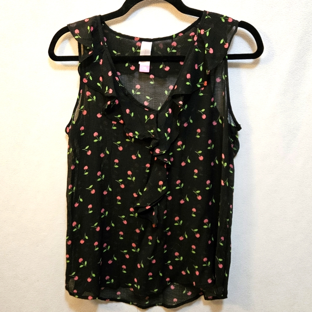 Sheer 🍒 Cherry Print Top Rockabilly